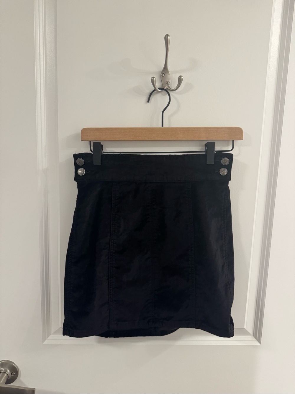 Free People Black Button-Accent Mini Skirt